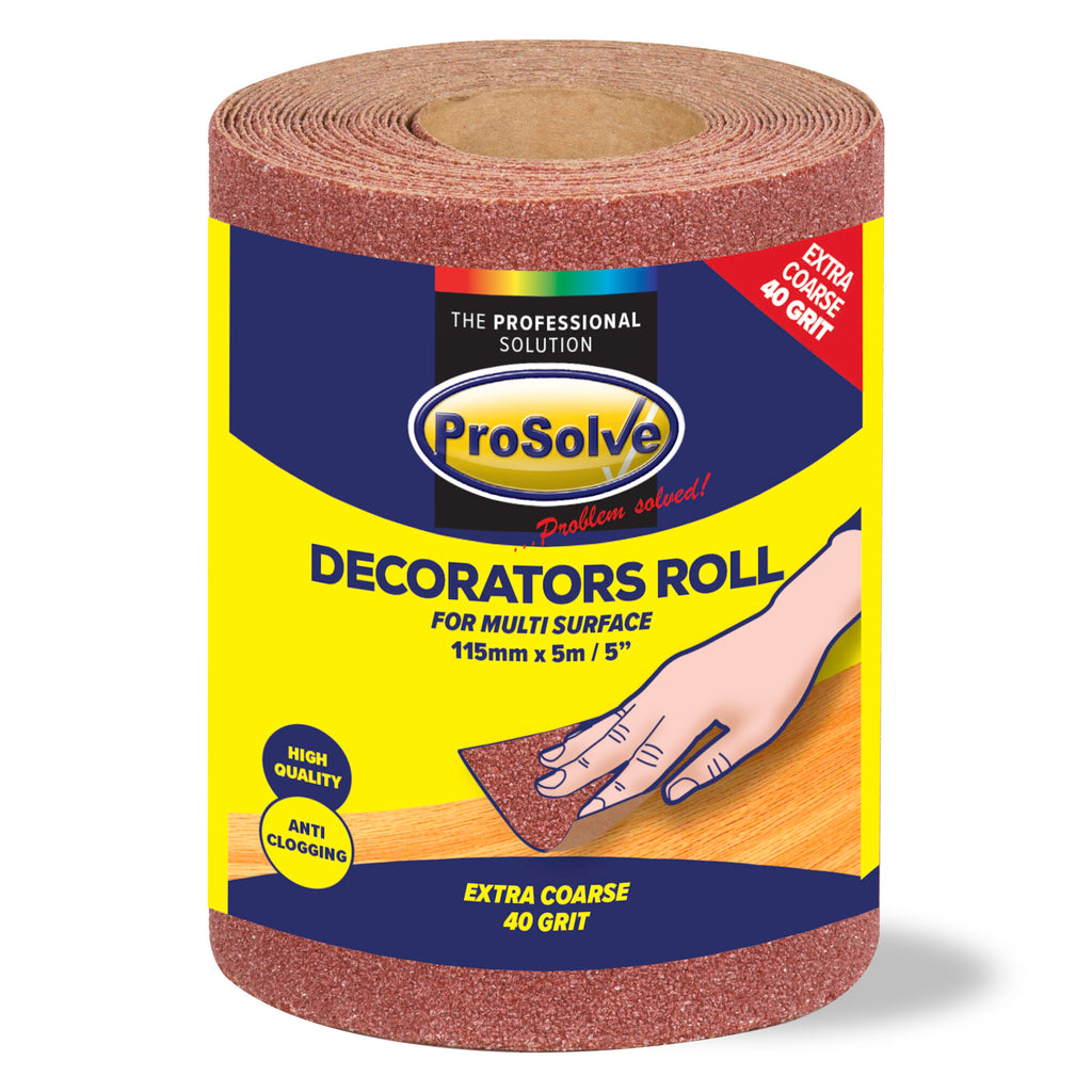 PROSOLVE SANDPAPER ROLL 115X5M BROWN ALL GRITS