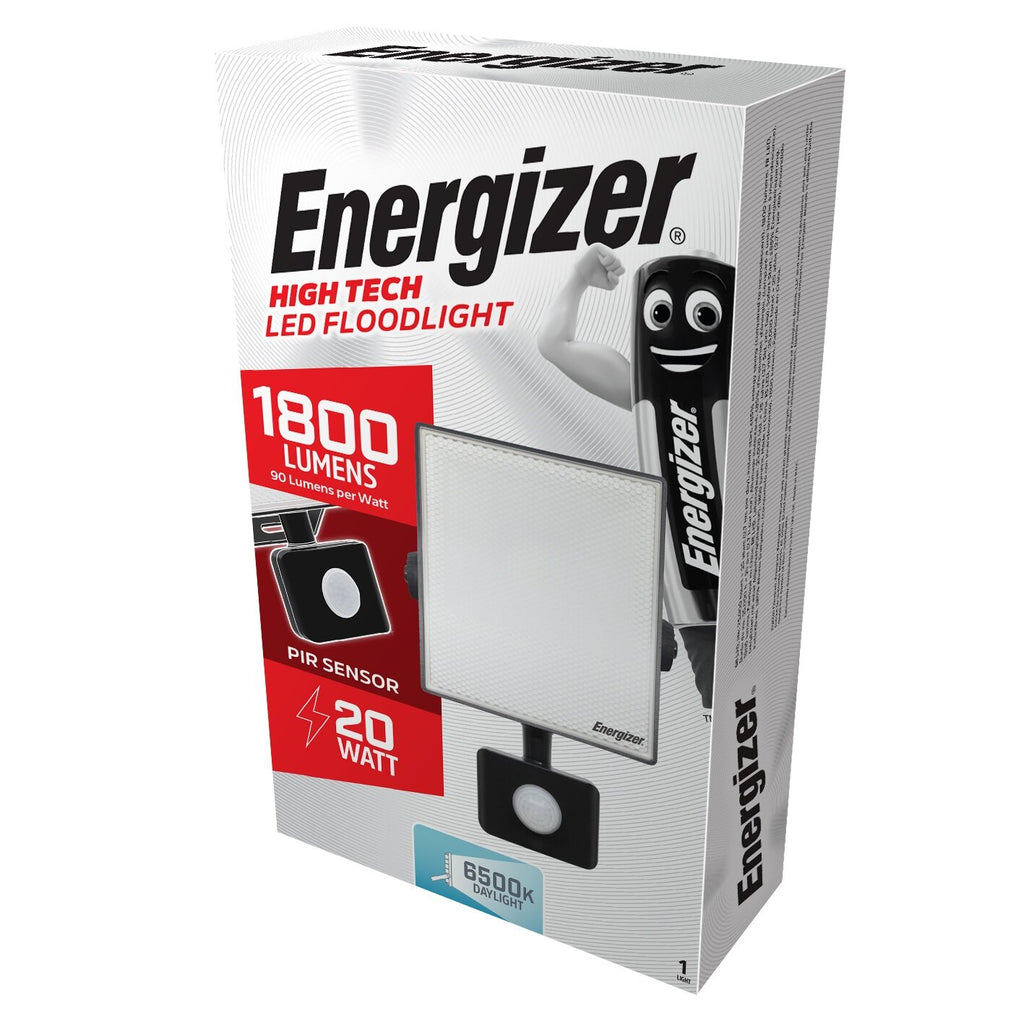 ENERGIZER 20W LED FLOODLIGHT WITH PIR 1800 LUMENS