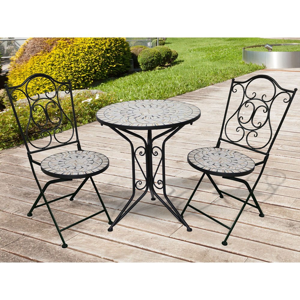 Padua Outdoor Bistro Set with Mosaic Tile Top