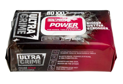 UltraGrime Power Scrub Clothwipes XXL+ Pack 80