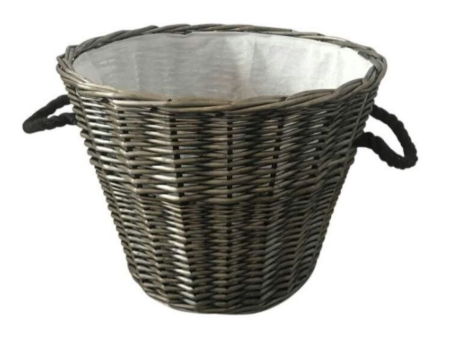 Wicker Basket Round Grey Gloss