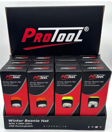 Protool Winter Beanie Hat with 4 SMD LED's Hi Vis
