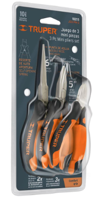 Truper Mini Plier Comfort Grip Set 3 Pieces