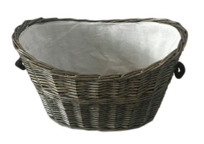 Wicker Basket Oval Grey Gloss