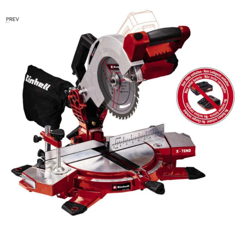 Einhell Power X-Change 18V Cordless Single Bevel Mitre Saw - Bar