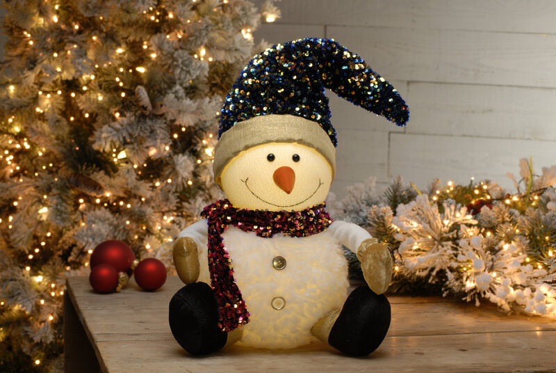 Battery Operated Sequin Hat Snowman