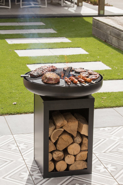 Matanzas Firepit Plancha With Wood Storage