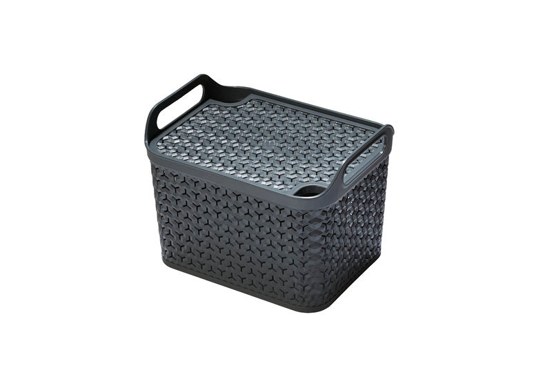 Medium Handy Basket With Lid Charcoal