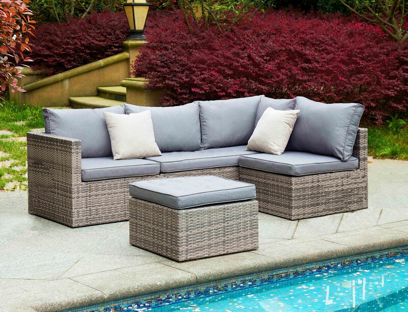 Four Piece Corner Rattan Set