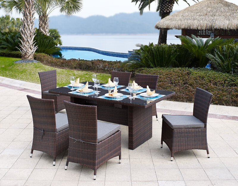 Boxy Rattan Dining Set Seven Piece Dark Rattan Dining Set – Bolgers of Ballycogley Homevalue ...