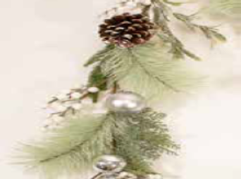 6ft / 180cm White Berry and Silver Bauble Christmas Garland