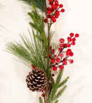 6ft / 180cm Red Berry and Pine Cone Christmas Garland